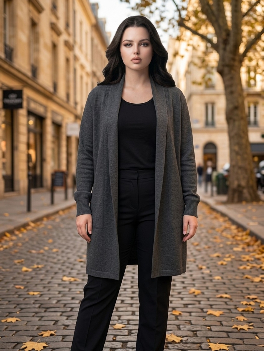Zoe & Zac Dark Grey Open-Front cardigan with a ribbed shawl collar 2X EUC
